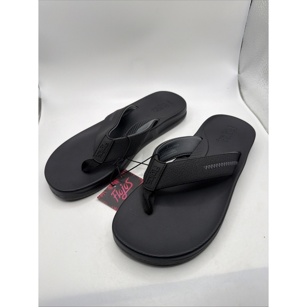 Flojos Mens Black Sandals  Flip Flop Shoes Memory Foam Water-Resistant size 12